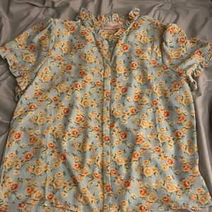🌸 Philosophy Pale Blue Floral Blouse – Size Large